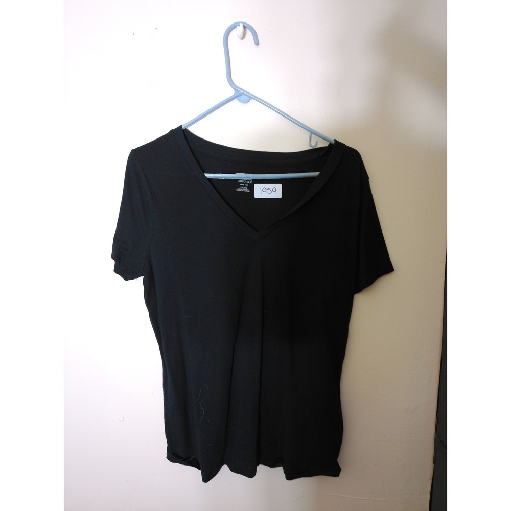 Mossimo V-Neck T-Shirt Women XXL Black Short Sleeve Essential Basic Minimalist